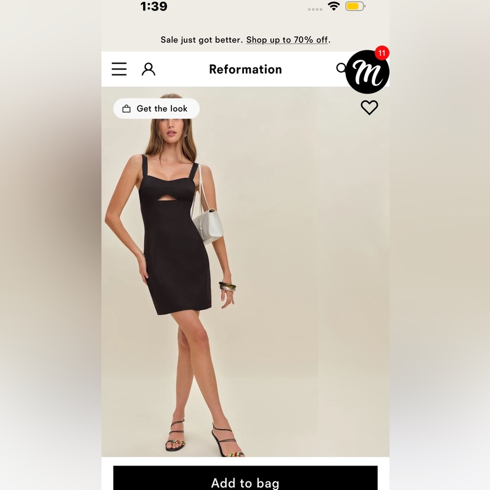Reformation Belma Linen Dress Black - Size 6
